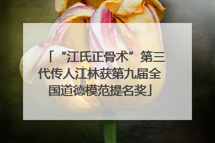 “江氏正骨术”第三代传人江林获第九届全国道德模范提名奖