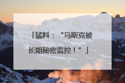 猛料：“马斯克被长期秘密监控！”