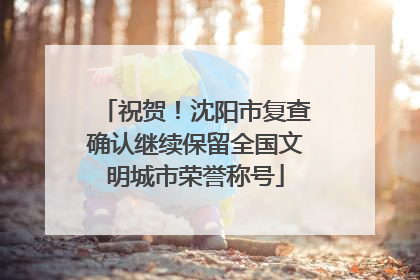 祝贺！沈阳市复查确认继续保留全国文明城市荣誉称号