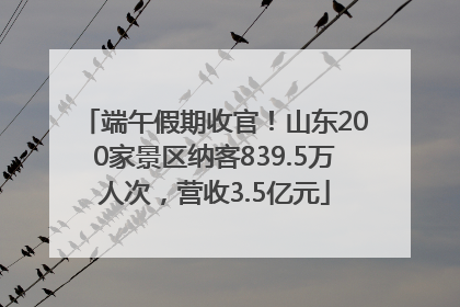 端午假期收官！山东200家景区纳客839.5万人次，营收3.5亿元