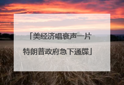 美经济唱衰声一片 特朗普政府急下通牒