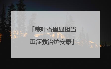 粽叶香里显担当 重症救治护安康