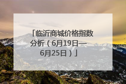 临沂商城价格指数分析（6月19日—6月25日）