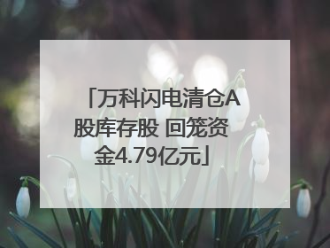 万科闪电清仓A股库存股 回笼资金4.79亿元