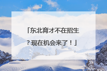 东北育才不在招生？现在机会来了！