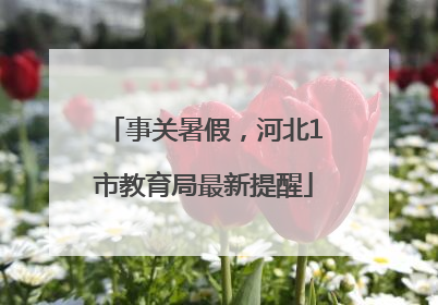 事关暑假，河北1市教育局最新提醒