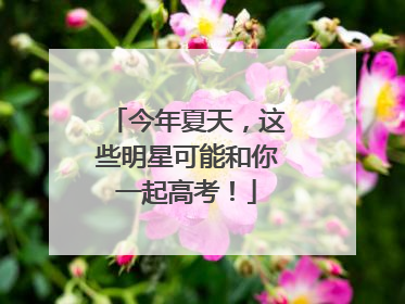 今年夏天，这些明星可能和你一起高考！
