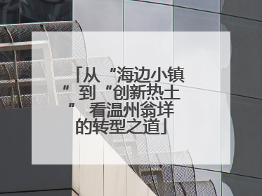 从“海边小镇”到“创新热土” 看温州翁垟的转型之道