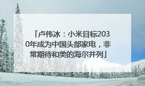 卢伟冰：小米目标2030年成为中国头部家电，非常期待和美的海尔并列