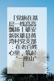 党旗在基层一线高高飘扬丨雄安新区雄县黄湾村党支部：在老百姓心里，筑起“一座山”