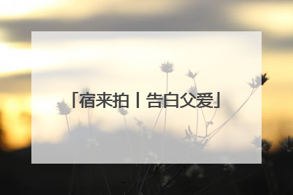 宿来拍丨告白父爱