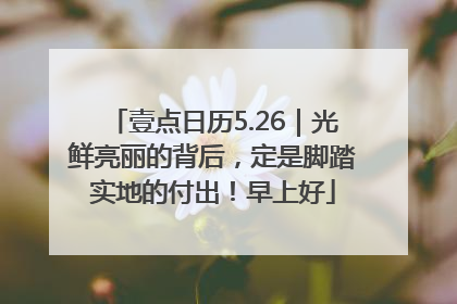 壹点日历5.26｜光鲜亮丽的背后，定是脚踏实地的付出！早上好
