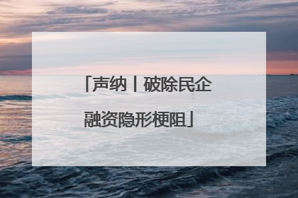 声纳丨破除民企融资隐形梗阻