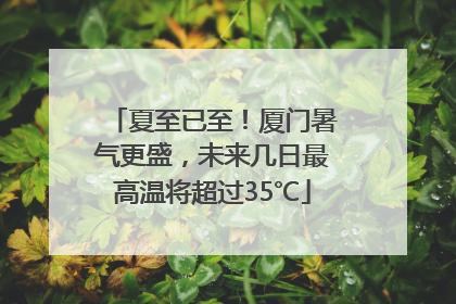 夏至已至！厦门暑气更盛，未来几日最高温将超过35℃