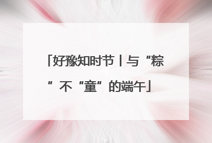 好豫知时节丨与“粽”不“童”的端午