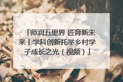 师润五里界 匠育新未来丨学科创新托举乡村学子成长之光（视频）