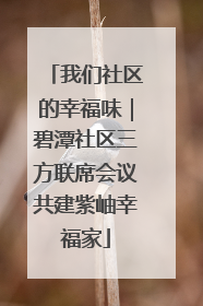 我们社区的幸福味｜碧潭社区三方联席会议共建紫岫幸福家