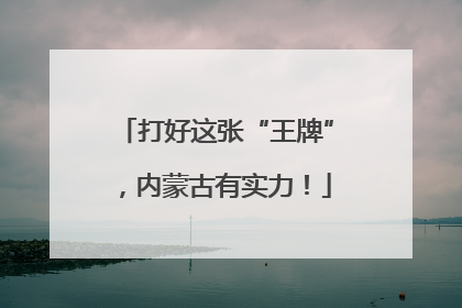打好这张“王牌”，内蒙古有实力！