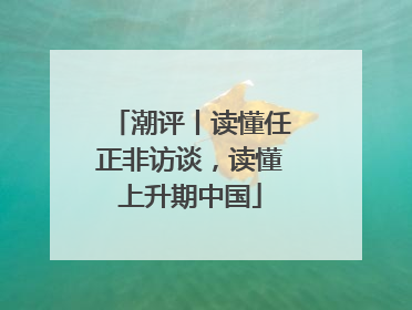 潮评丨读懂任正非访谈，读懂上升期中国