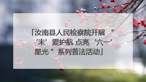 汝南县人民检察院开展 “‘未’爱护航 点亮‘六一’星光 ”系列普法活动