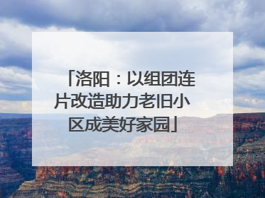 洛阳：以组团连片改造助力老旧小区成美好家园