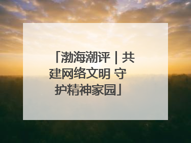 渤海潮评｜共建网络文明 守护精神家园