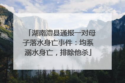 湖南澧县通报一对母子落水身亡事件：均系溺水身亡，排除他杀