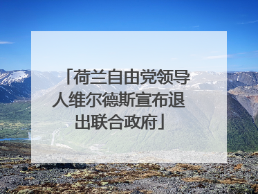 荷兰自由党领导人维尔德斯宣布退出联合政府