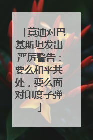 莫迪对巴基斯坦发出严厉警告：要么和平共处，要么面对印度子弹
