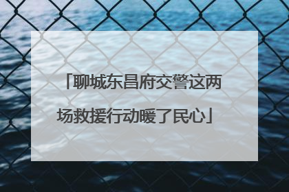 聊城东昌府交警这两场救援行动暖了民心