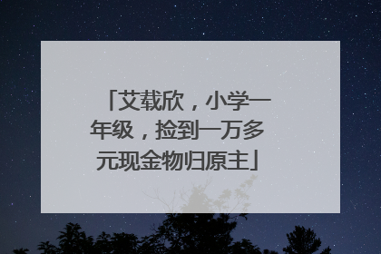 艾载欣，小学一年级，捡到一万多元现金物归原主