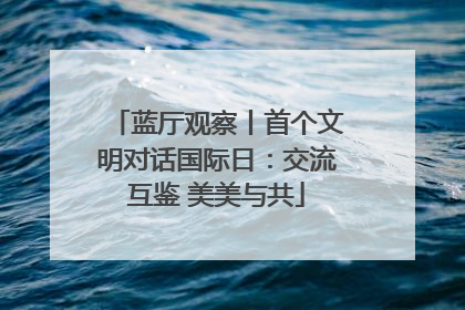 蓝厅观察丨首个文明对话国际日：交流互鉴 美美与共