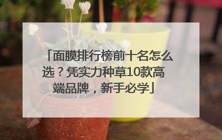 面膜排行榜前十名怎么选？凭实力种草10款高端品牌，新手必学