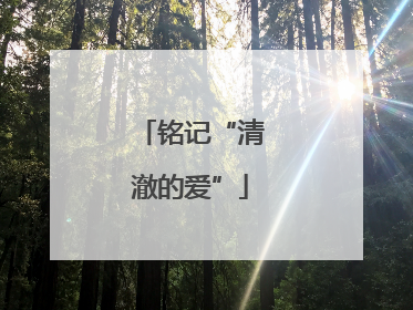 铭记“清澈的爱”