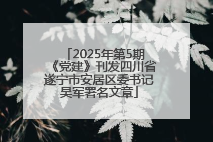 2025年第5期《党建》刊发四川省遂宁市安居区委书记吴军署名文章